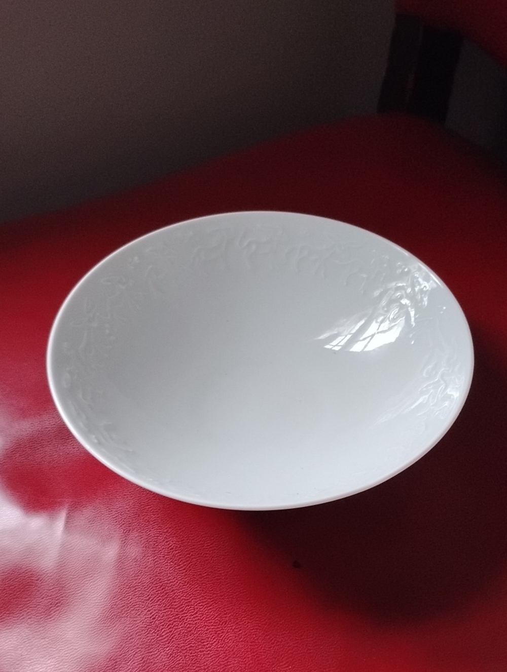 Meissen White Porcelain Serving Bowl with Subtle Floral Relief
